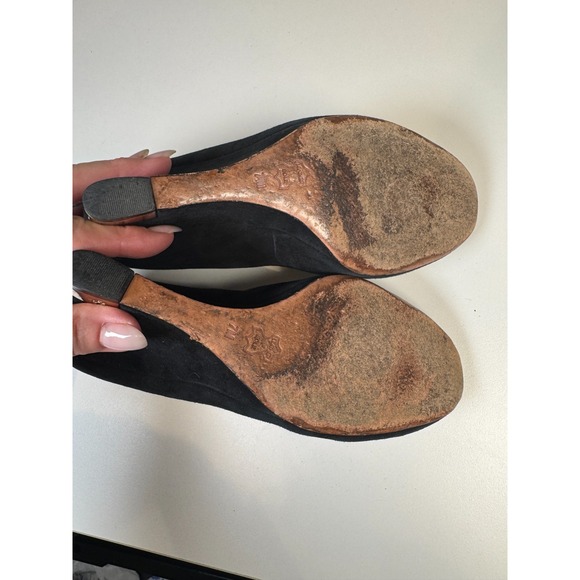 Tory Burch Astoria Wedge Shoes Lancaster Suede Black Pumps Heels Womens Size 7 - Picture 6 of 8